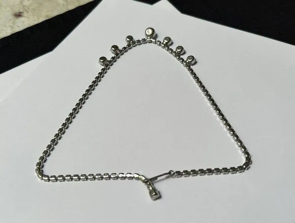 Blue Prong Set Rhinestone Silver Tone Choker Necklace - Image 5