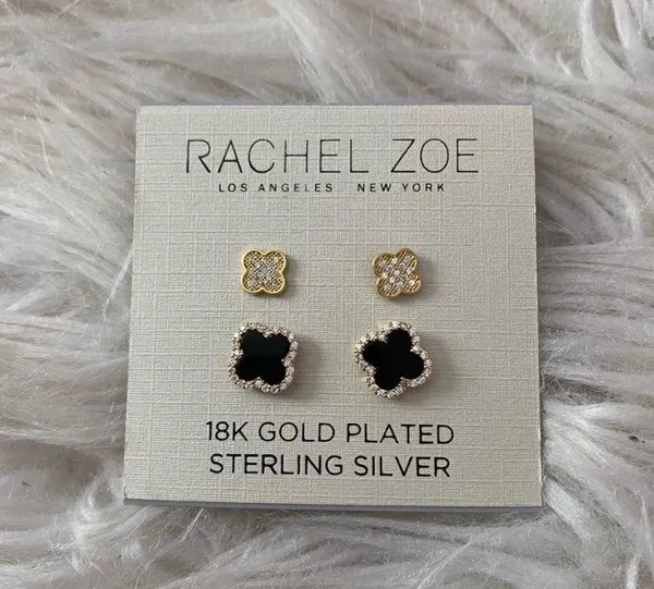 Rachel Zoe NWT 18k gold plated sterling silver set of two stud earrings - Image 2