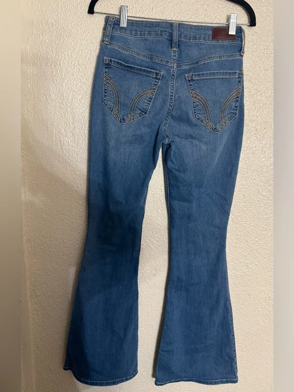 Hollister Y2K Mid-Rise Blue Flare bell bottom Jeans size 4R - Image 7
