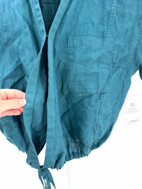 Athleta NWT Playa 100% Linen Tie Wrap Casual Athlesiure Short Sleeve Blouse Top - Image 7
