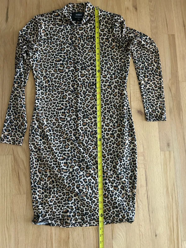 Bardot High Neck Long Sleeve Leopard print animal Dress mobwife xl - Image 6
