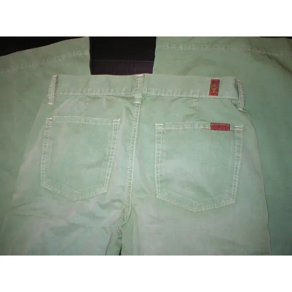 New 7 for All Mankind Jeans Green Pants Womens 26 29 X 33 Tall Wide Leg Light - Image 2