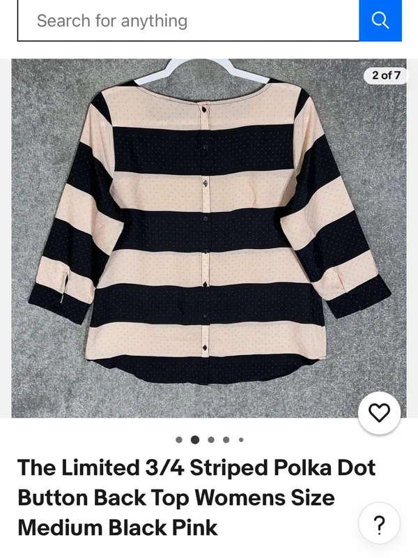The Limited Striped Black and Pink 3/4 Sleeve Women's Blouse - Size Medium Vtg - Image 13