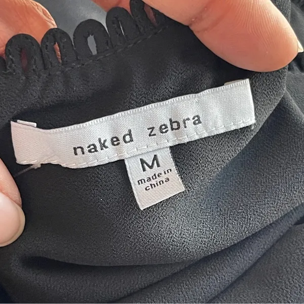 NAKED ZEBRA | Black Sleeveless Chiffon Blouse Sz M - Image 8