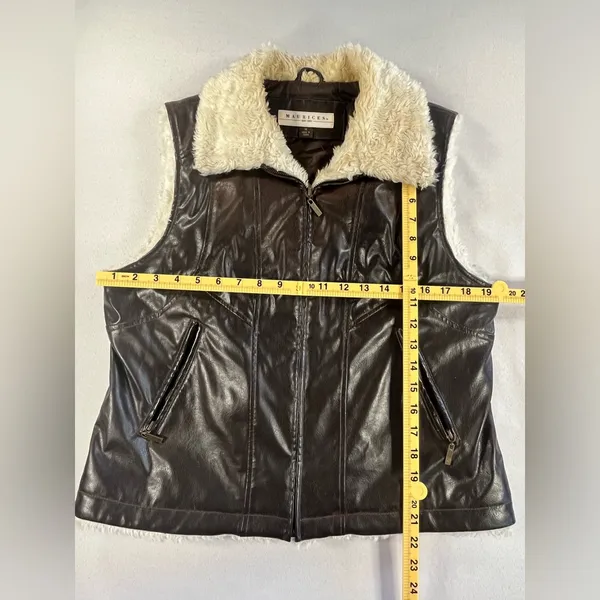 Maurices Medium Y2k Penny Lane Retro Faux Leather Brown Zip Up Vest - Image 8
