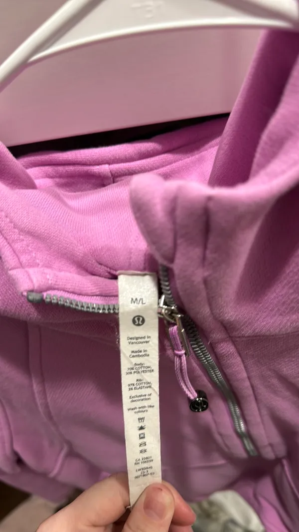 Lululemon Pink Scuba Half-Zip Hoodie Oversized M/L - Image 4