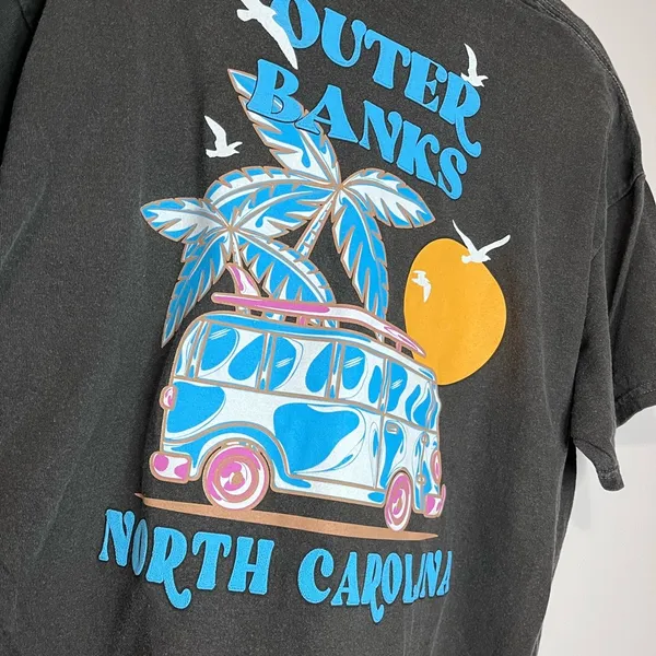 OBX OUTER BANKS NC Vintage Wash Graphic Tee Beaches Unisex T-Shirt Sz L NWOT - Image 5