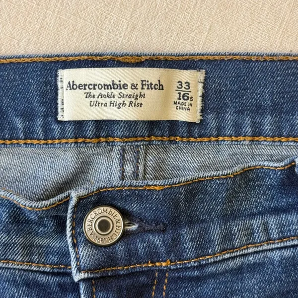 Abercrombie & Fitch Ultra High Rise Ankle Straight Jeans Womens 33/16S Blue - Image 5