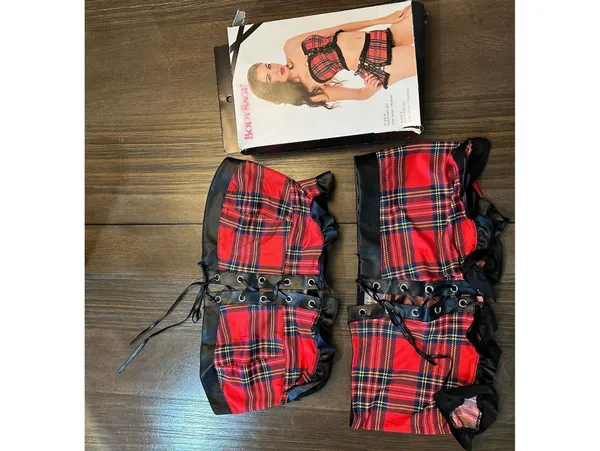 Tease Y2K Red Plaid 3 Piece Lingerie Set S/M NWT Y2K Punk - Image 2