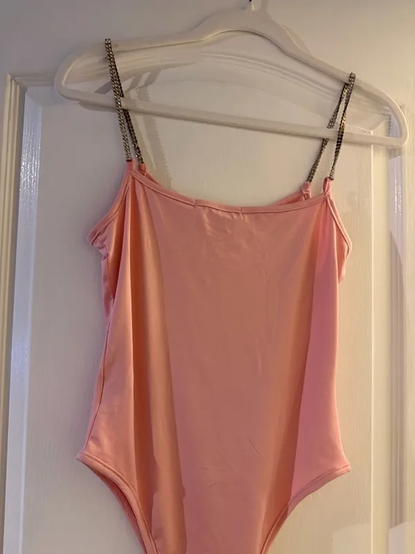 Yesterdaze Pink rhinestone strap Bodysuit Size M - Image 6