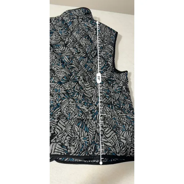 Croft & Barrow Womens Grey Blue Abstract Floral Quilted Puffer Vest Size L 1345 - Image 7
