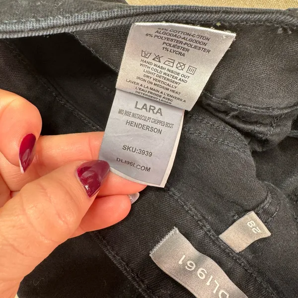 DL1961 Henderson Lara Jeans Womens 28 Black Mid Rise Cropped - Image 11
