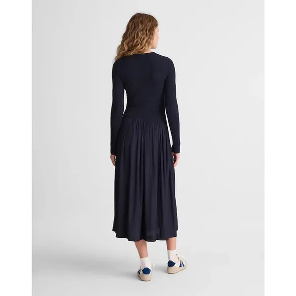 Madewell Ribbed Scoopneck Midi Dress A Line Classic Navy Blue Minimalist L NWT - Image 4