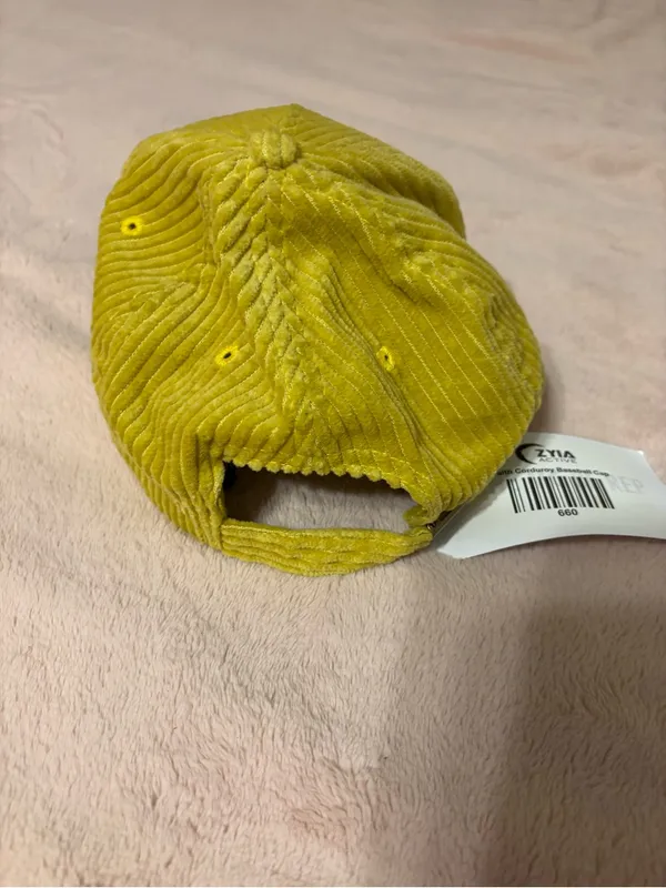 ZYIA Active Faith Corduroy Baseball Cap Yellow Adjustable One Size NWT - Image 3