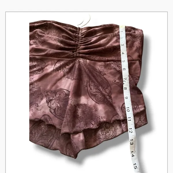Romwe Y2K Brown Paisley Mesh Strapless Tube Top - Image 3