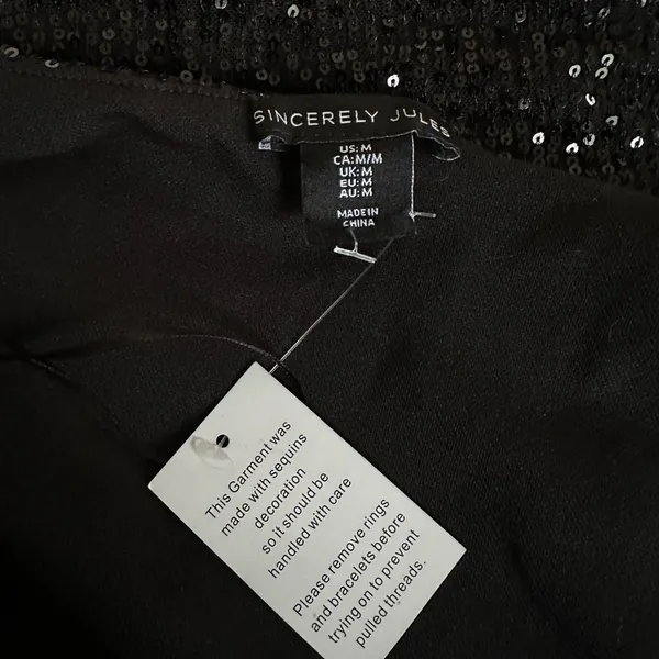 NEW Sincerely Jules Black Sequin Wrap Bodysuit Sexy Cocktail Party Date Night - Image 3