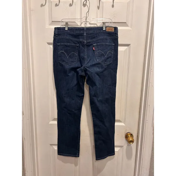 Levis Mid Rise Skinny Jeans Womens 16 Short Dark Wash Blue Denim Stretch - Image 4