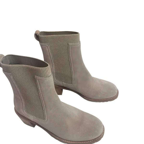 Seychelles Taupe Suede Chelsea Ankle Block Heel Lug Sole Boots 9.5 - Image 2