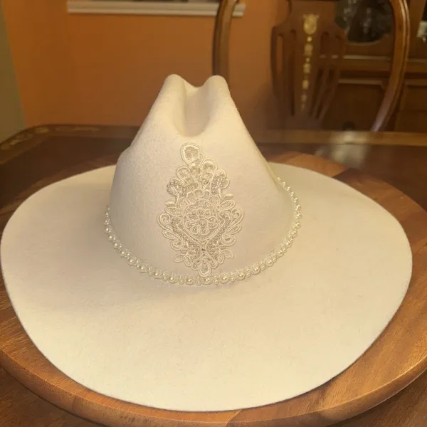 Beaver Brand Hats White 100% Virgin WoolWestern Cowboy Hat Size 6.75” - Image 2