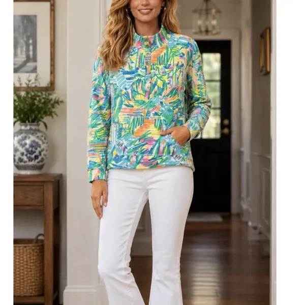 Lilly Pulitzer Captain Popover Knit Top in Sea Salt Sun Pockets MEDIUM - Image 2