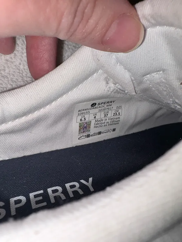 Sperry White Canvas Boat Shoe w/Tan Leather Accents Bermuda Beach style Size 6.5 - Image 7