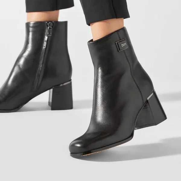 DKNY Women's Ranya Zip Ankle Booties- Size 8- Smooth Black Leather - Image 2