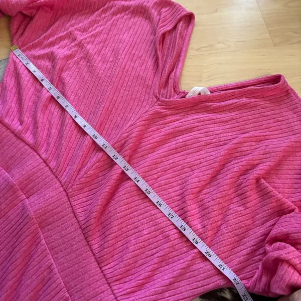 Anthropologie Daily Practice Pink Ribbed Barre Midi V-Neck Dress Size Large‎ NWT - Image 9