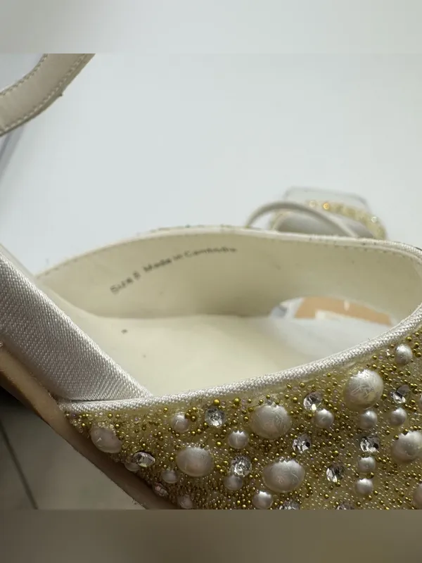 Dolce Vita Nasia Rhinestone Block‎ Heel Sandals White Size 8 bridal rehearsal - Image 6
