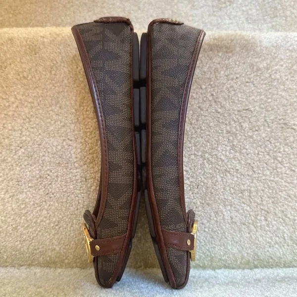 Michael Kors Fulton Moccasin Ballet Flats Brown Logo Monogram Women‎ 8M - Image 6