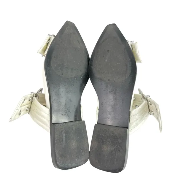 Steve Madden Graya White Patent Leather Studded Pointed Toe Slingback Flats 8 - Image 4