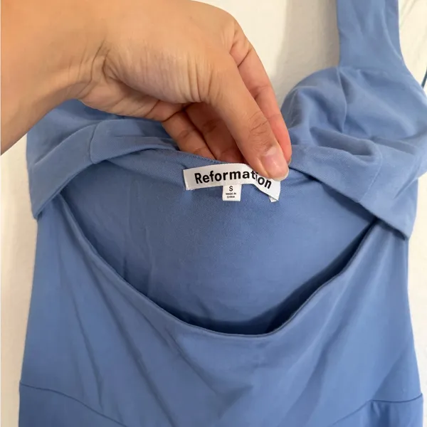 Reformation Sonali Knit Blue Cutout Dress - Image 5