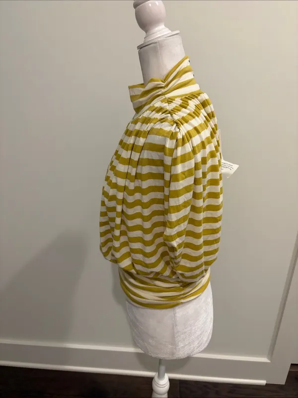 New With Tags Anthropologie Maeve Ruched Mock Neck Striped Top Sz M - Image 5
