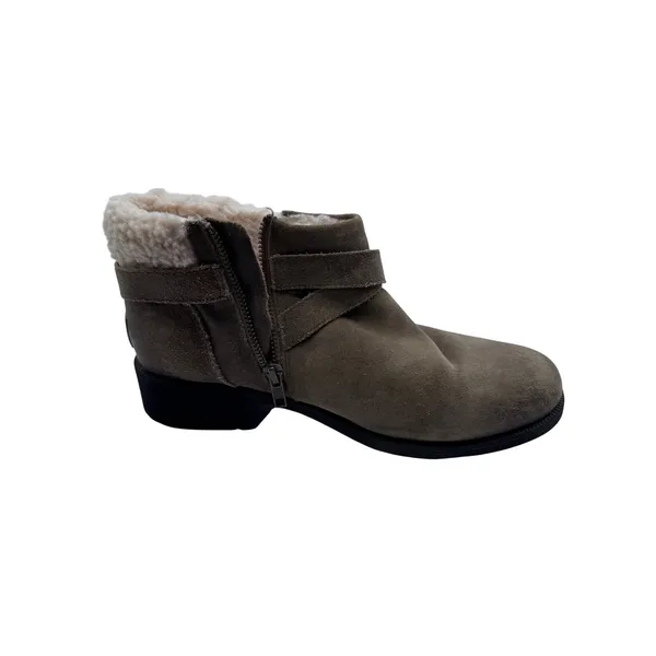 UGG 10 Brown Ankle Boots Women's Suede Shearling‎ Trim Buckle - Image 7