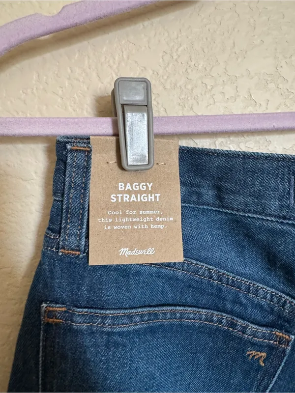 Madewell Baggy Straight‎ Jeans Sz 25 Worn Indigo Wash Dark Wash Hemp Blend NEW - Image 7