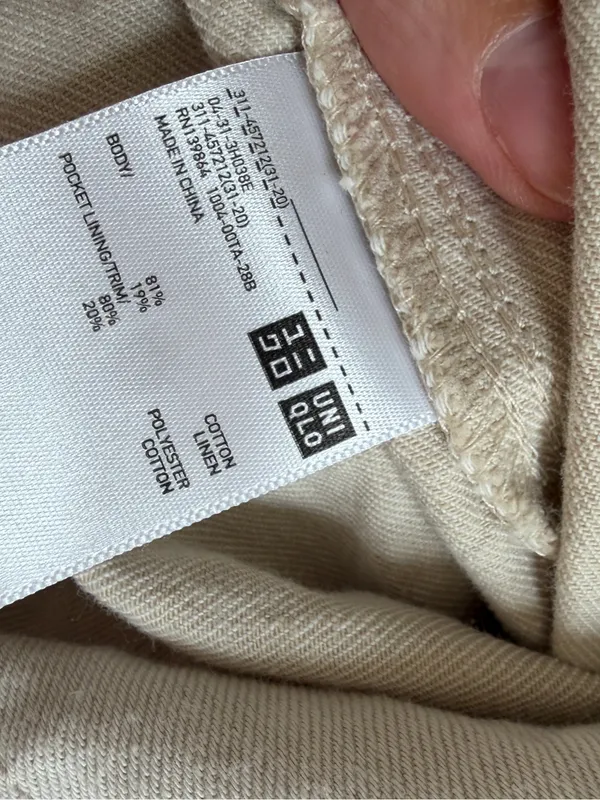 UNIQLO Utility Denim Jacket Chore Off White XS Unisex Cotton Linen - Image 5