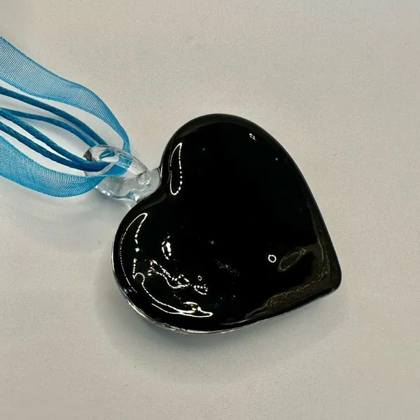 Blue heart glass blown pendant necklace on cord - Image 3