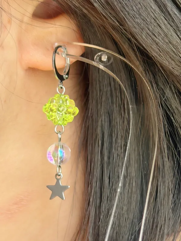 Handmade fairy cute Kawaii funky retro dangle earrings 🍃💚 - Image 3