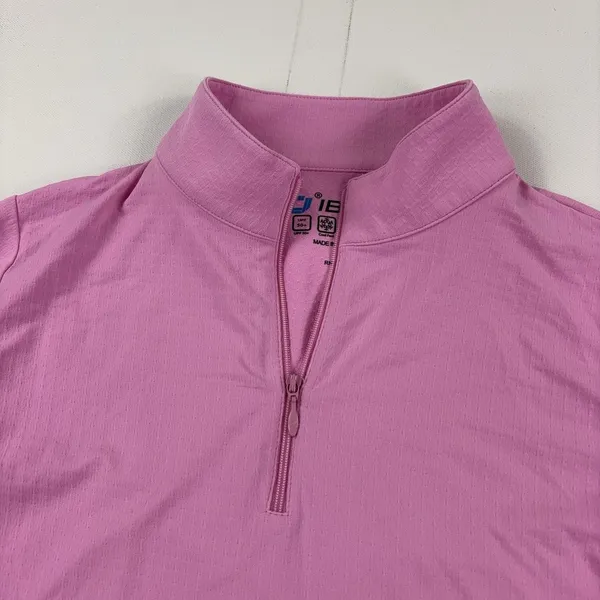 IBKUL Shirt Womens Small Pink Long Sleeve 1/4 Zip Mock Neck UPF 50+ Golf Top - Image 2