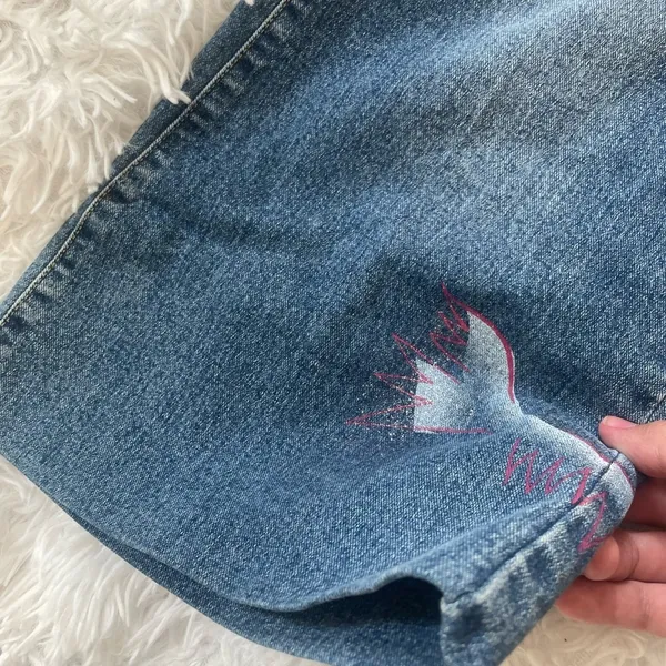 Y2K Flare Jeans Bird Graphic Studded Denim Low Rise Size 30 - Image 4