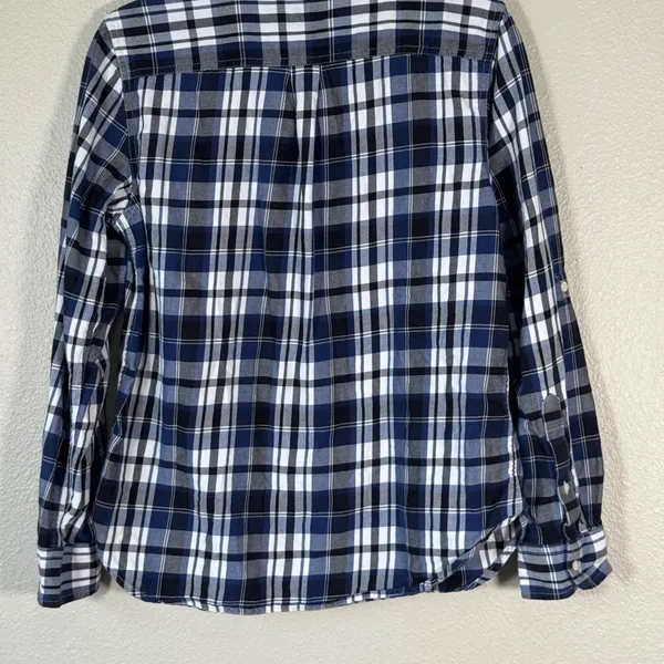 Lauren Ralph Lauren Blue Plaid Button Down Shirt Womens M Fall Preppy Classic - Image 2
