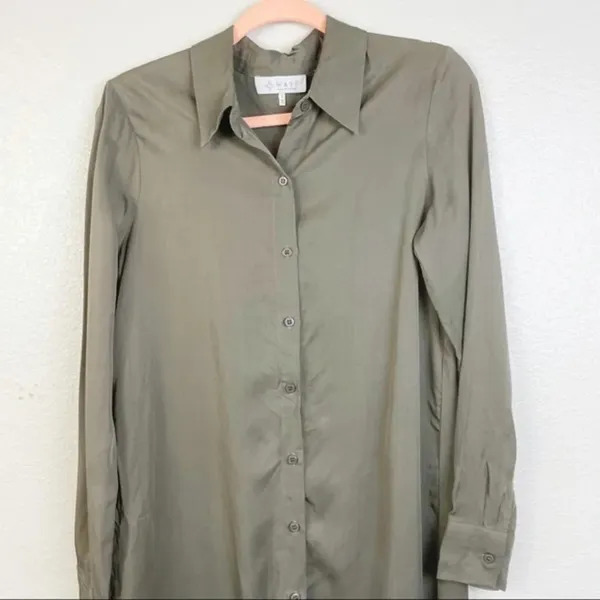 WAYF‎ Olive Green Long Sleeve Button Down Dress Small - Image 7
