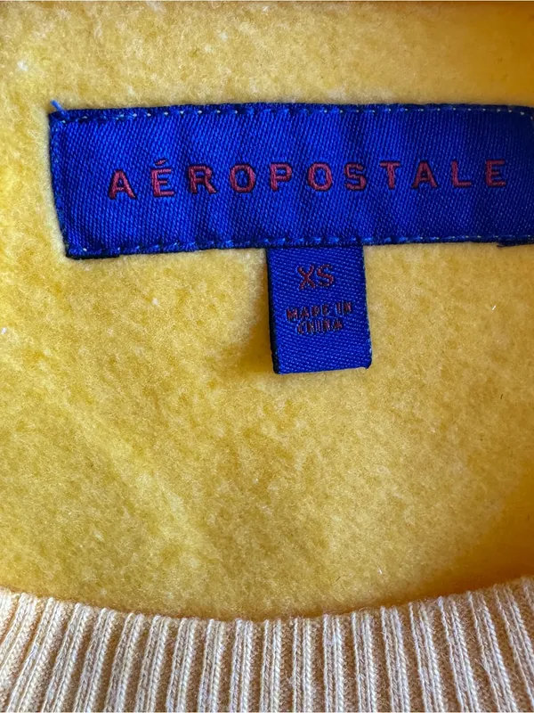 Aeropostale Sweatshirt Size XS‎ Womens Love Drunk Crop Pullover Yellow - Image 4