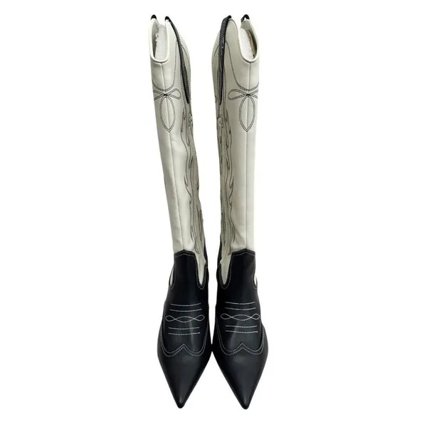 INC International Concepts Black Cream Flame Western Stiletto Boots 6.5 NEW‎ - Image 5