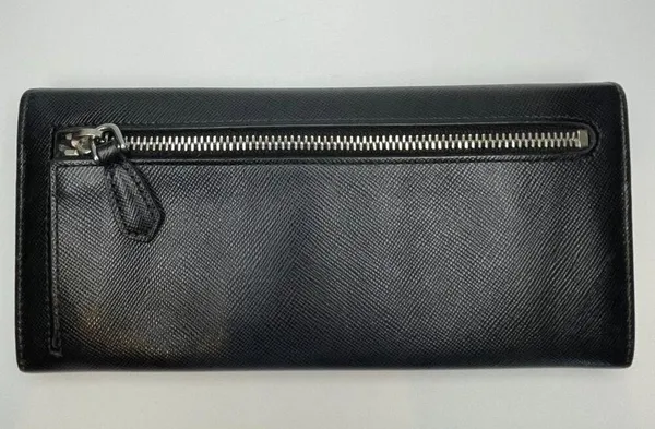 Prada Large Saffiano Calfskin Leather Wallet - Black - Preowned - Image 2