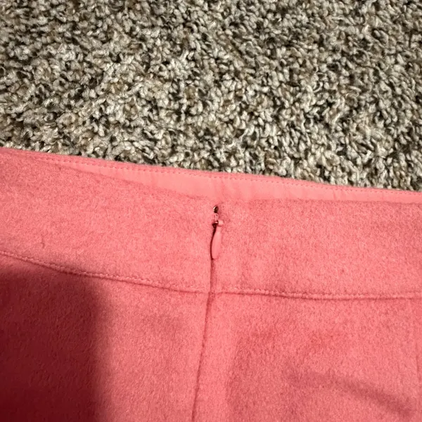 Loft Pink Wool Blend Faux Wrap Mini Skirt Size 6 Coral A-Line Button Detail - Image 6