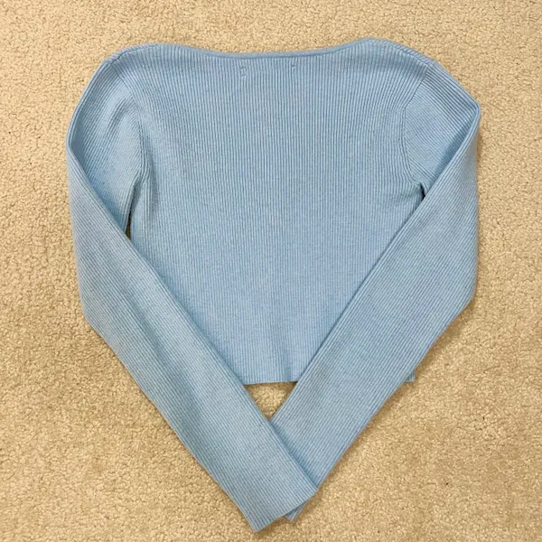 Oak + Fort Square Neck Cropped Cardigan Sweater - Image 4