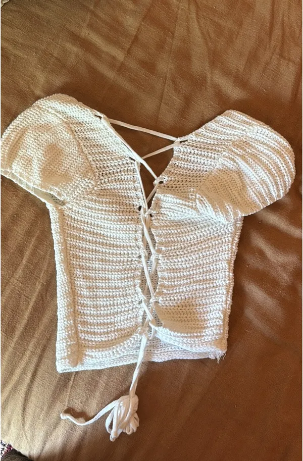 Crochet crop top White - Image 4