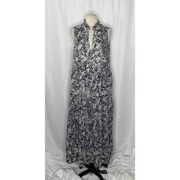 NEW!! Anthropologie MAEVE Marya Tiered Maxi Dress Black Botanical Print Small - Image 2