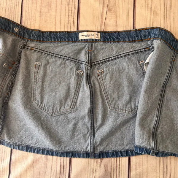 Abercrombie & Fitch High Rise Denim Mini Wrap Skirt - Image 8