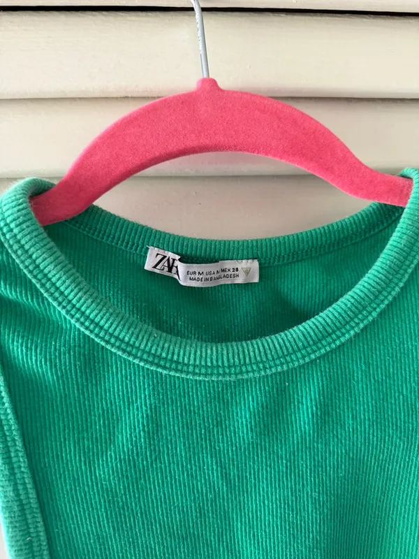 ZARA Tank Top Crop Ribbed Green - Image 2